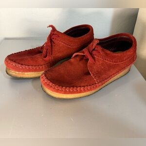 Clarks Originals Women’s Wallabee Shoes Red Suede Lace Up Size 7